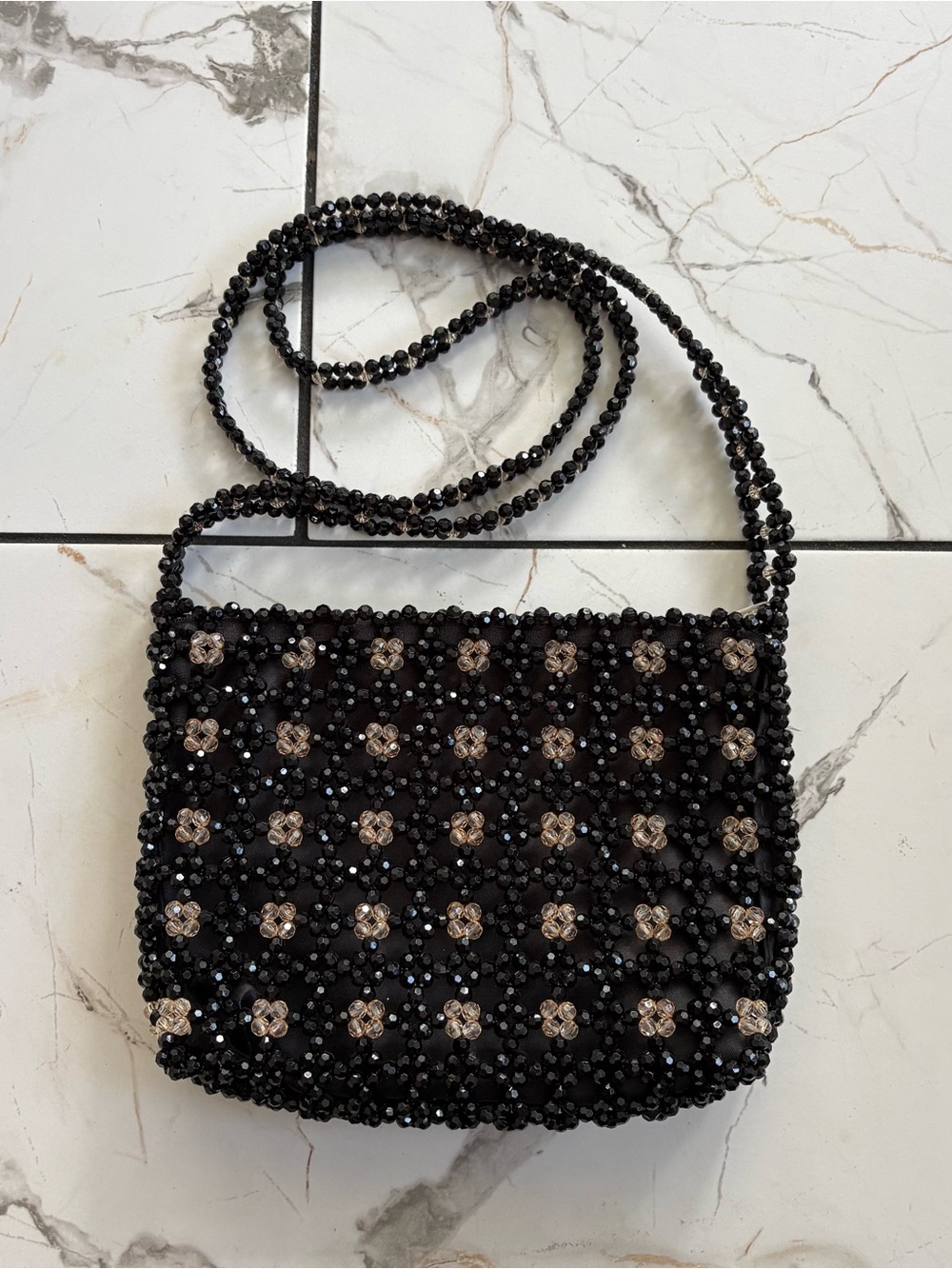 Black Beaded Crossbody Bag
